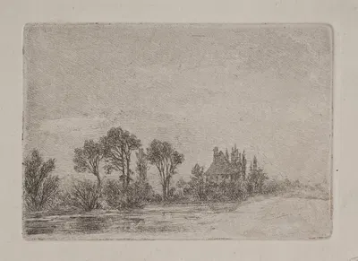 Landskab med træer ved et vand by Hans Anton Thiele, 1860 — digital art print download