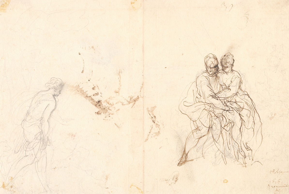 Studieblad med figurkompositioner by Hans Rottenhammer, 1616 — digital art print download