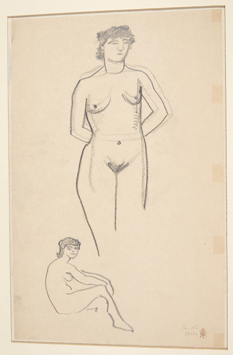Stående og siddende kvindelig model by Harald Giersing, 1907 — digital art print download