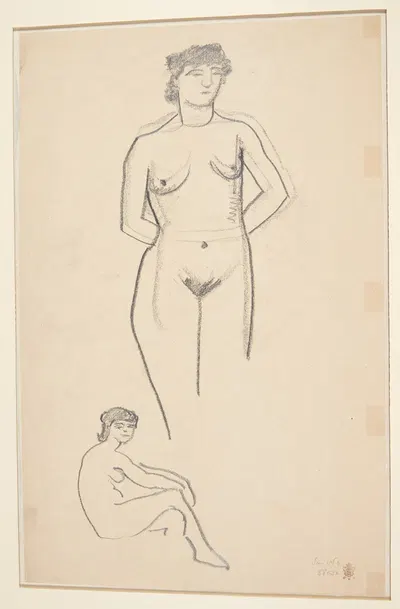 Stående og siddende kvindelig model by Harald Giersing, 1907 — digital art print download