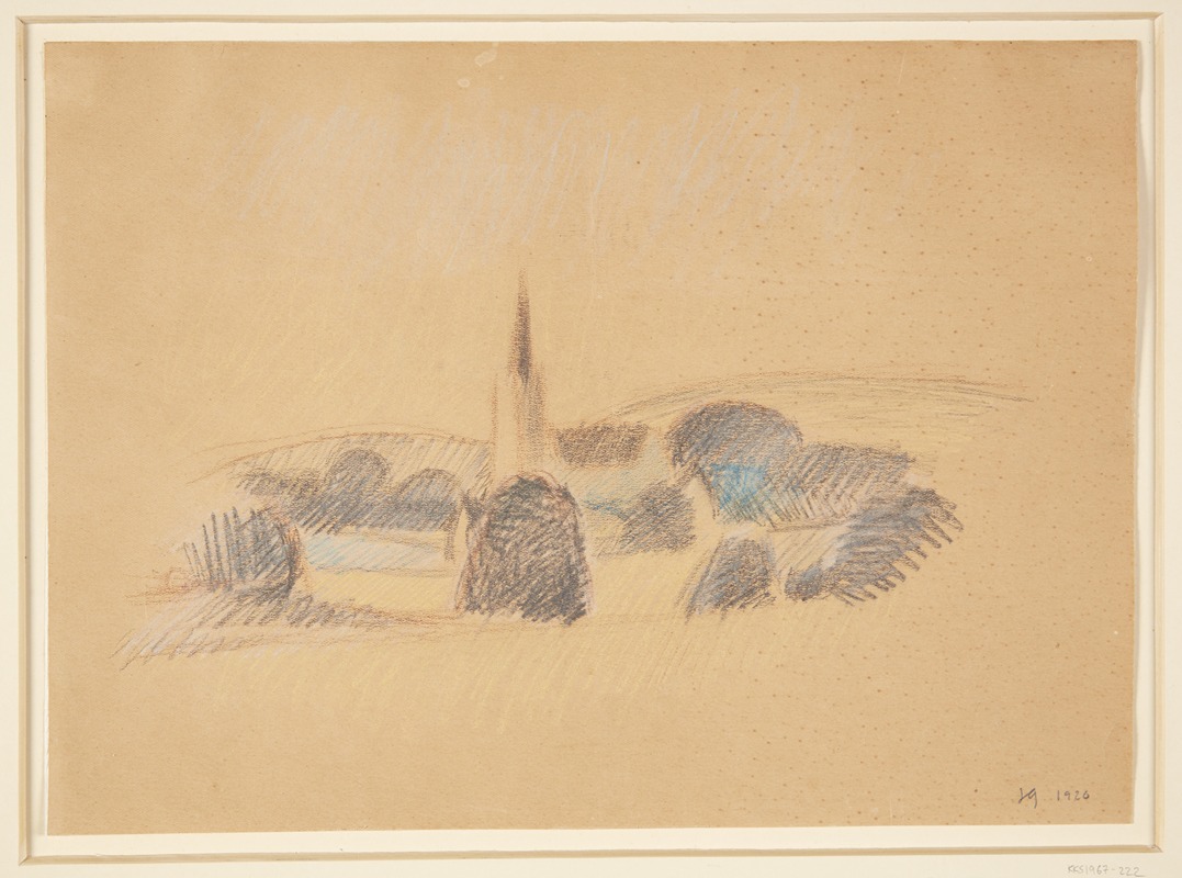 Udsigt mod Svanninge Kirke by Harald Giersing, 1920 — digital art print download