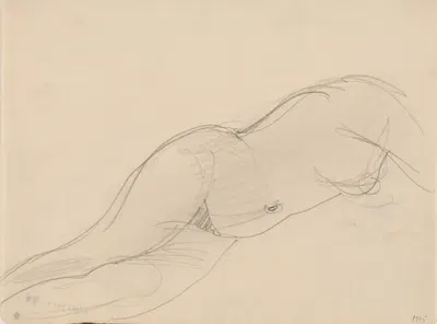 Kvindelig model, liggende by Йенс Адольф Ерихау, 1915 — digital art print download