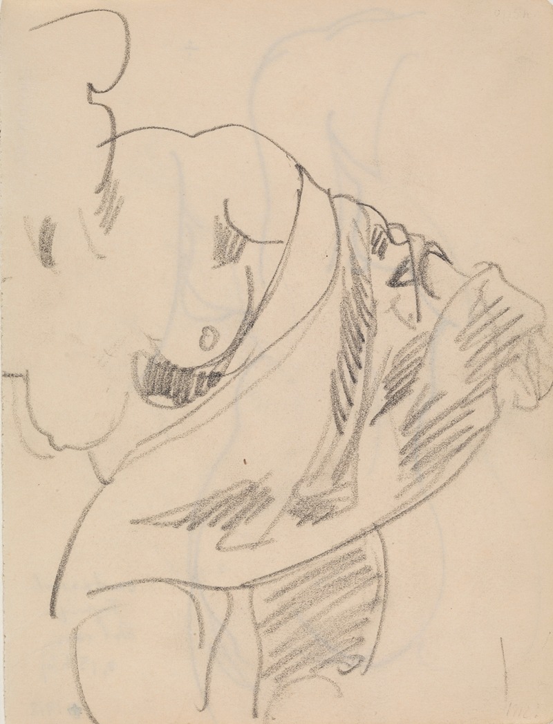 Nøgen kvinde med draperi by Jens Adolf Jerichau, 1912 — digital art print download