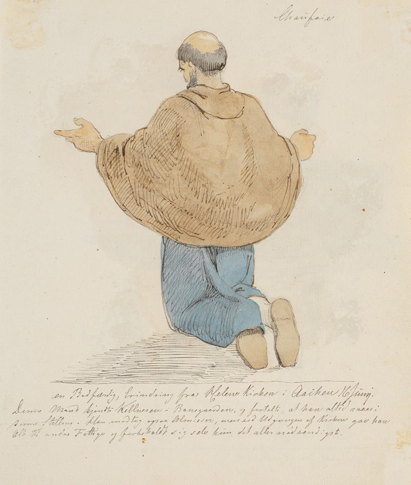Knælende mand by Johan Thomas Lundbye, 1845 — digital art print download