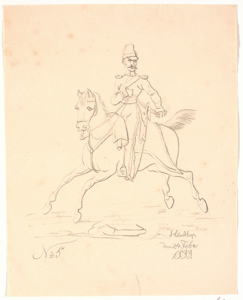 Soldat til hest, vendt mod venstre by Йохан Томас Лундбю, 1844 — digital art print download