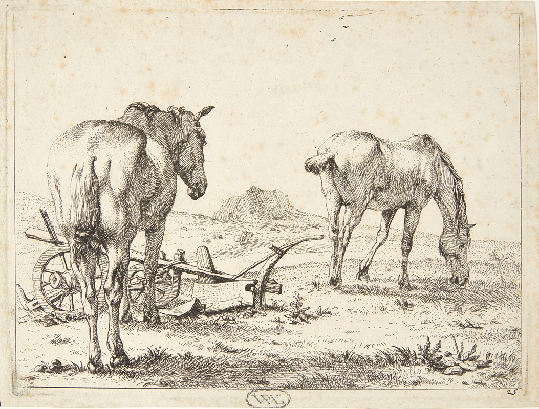 To heste og en plov by Карел Дуйардин, 1657 — digital art print download