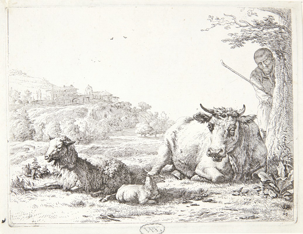 En hyrde bag et træ by Карел Дуйардин, 1656 — digital art print download