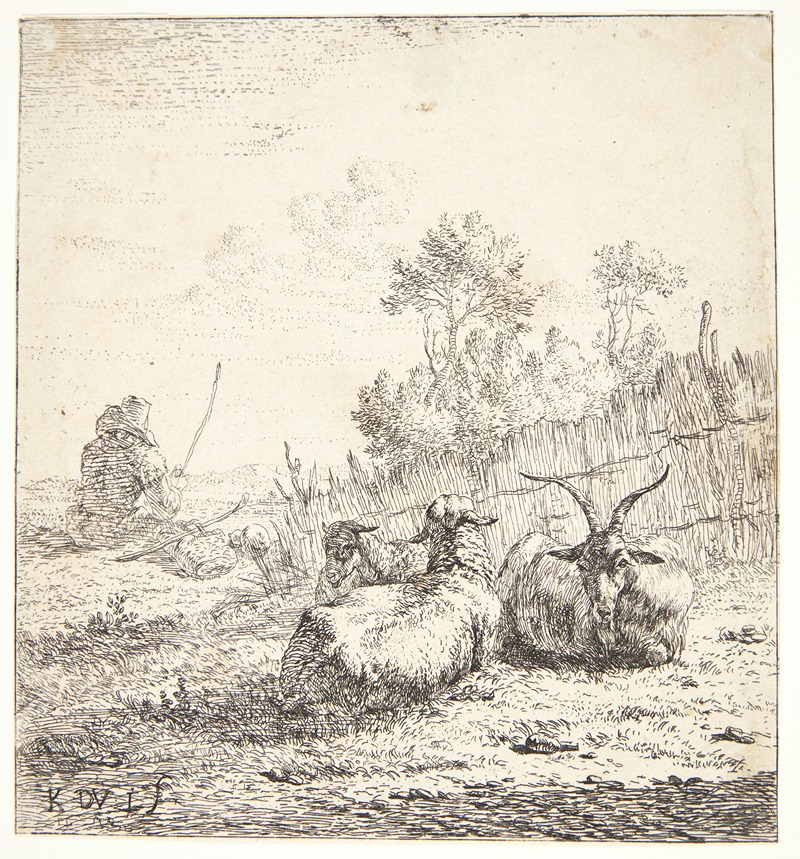 To får og en ged by Карел Дуйардин, 1653 — digital art print download