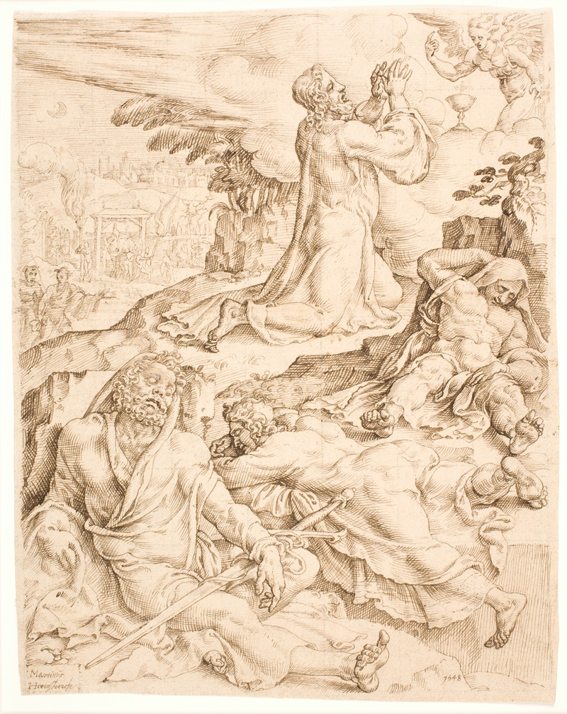 Kristus på Oliebjerget by Maarten Van Heemskerck, 1548 — digital art print download