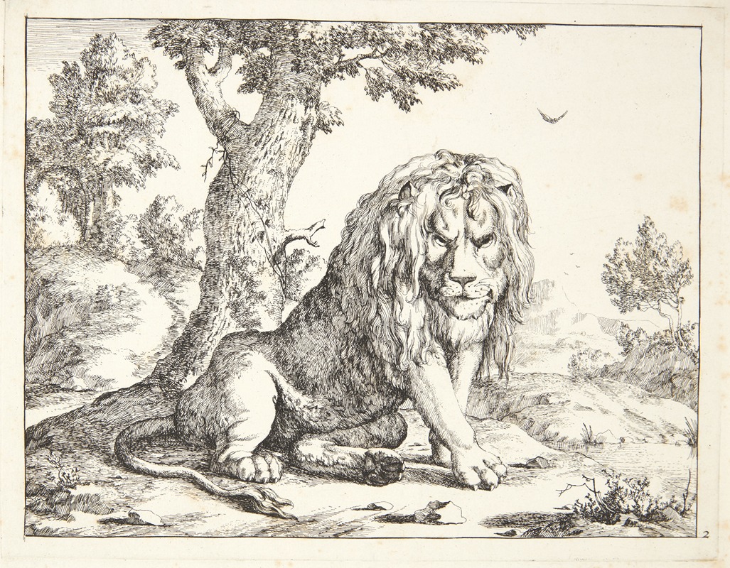 Siddende løve by Marcus de Bye, 1664 — digital art print download