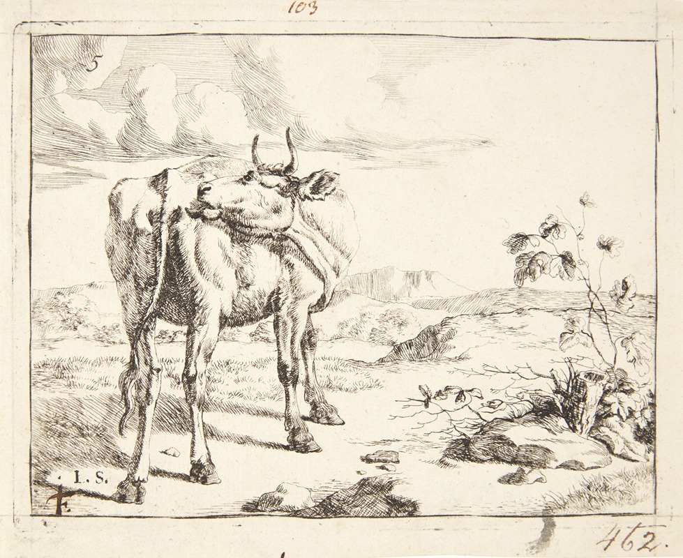 Stående ko, set bagfra by Marcus de Bye — digital art print download