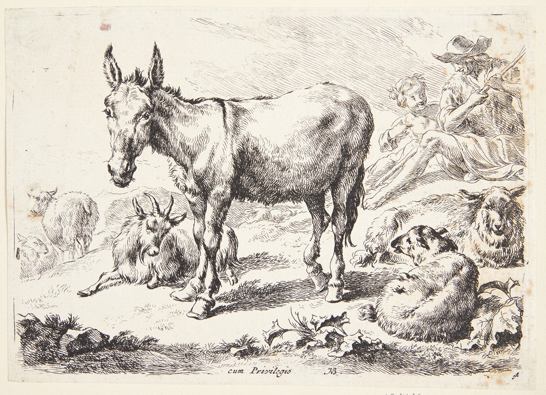 Æsel og geder by Nicolaes Pietersz. Berchem — digital art print download