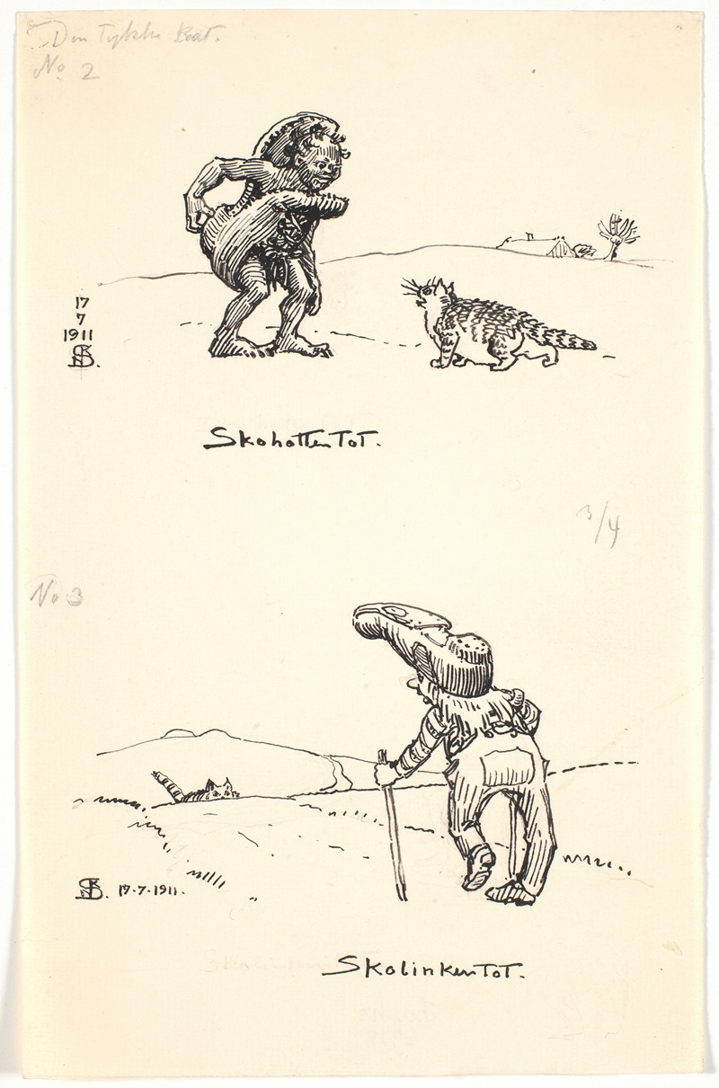 To udkast til Den tykke kat by Нильс Сковгорд, 1911 — digital art print download