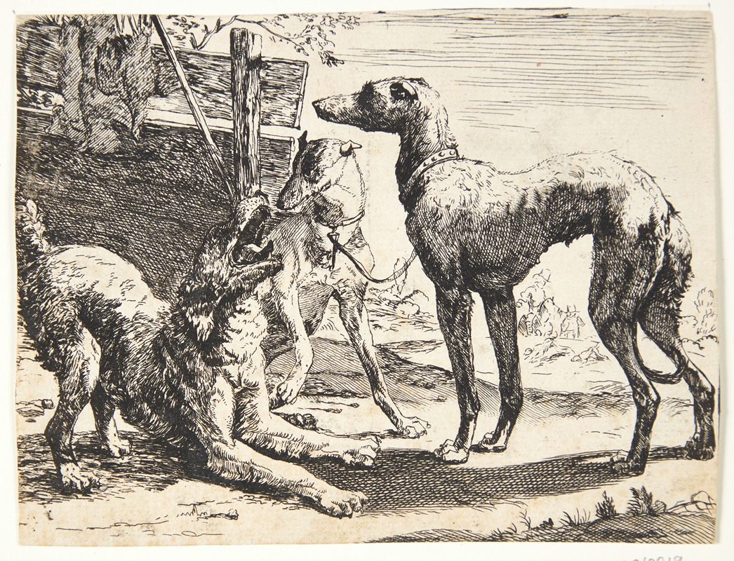 Tre hunde by Paulus van Hillegaert II, 1654 — digital art print download