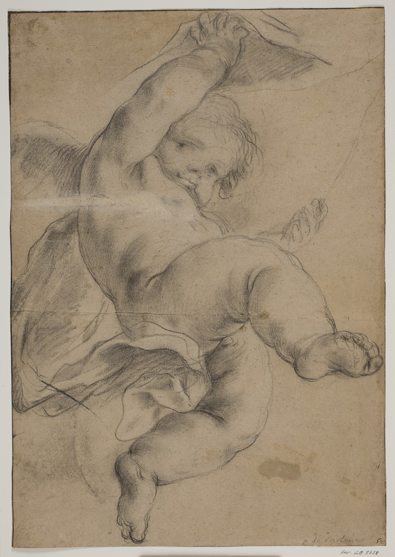 Flyvende putto løfter et forhæng — Pietro da Cortona