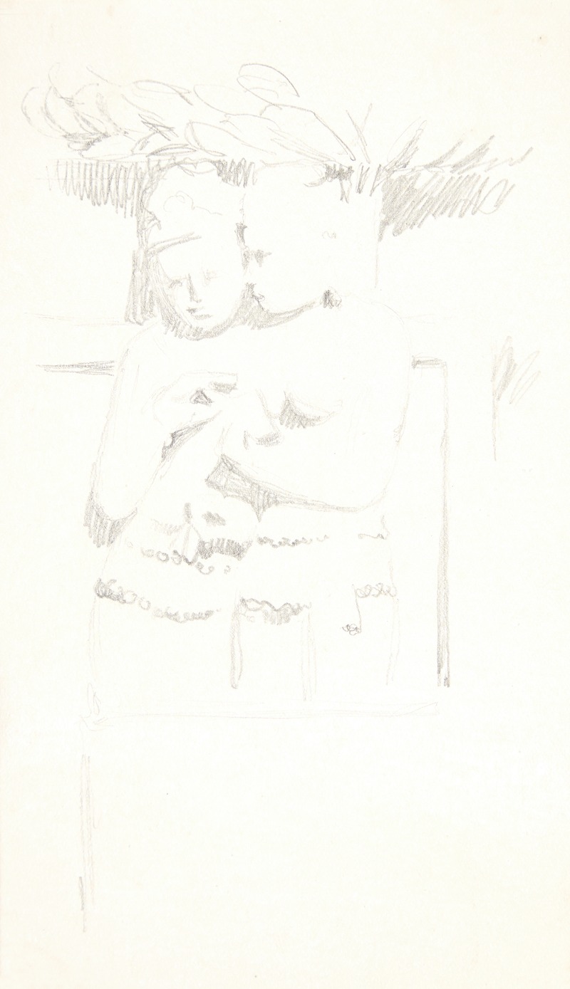 Gruppe med to figurer Studieblad efter relieffer i Borobudur, Java by Svend Rathsack, 1921 — digital art print download