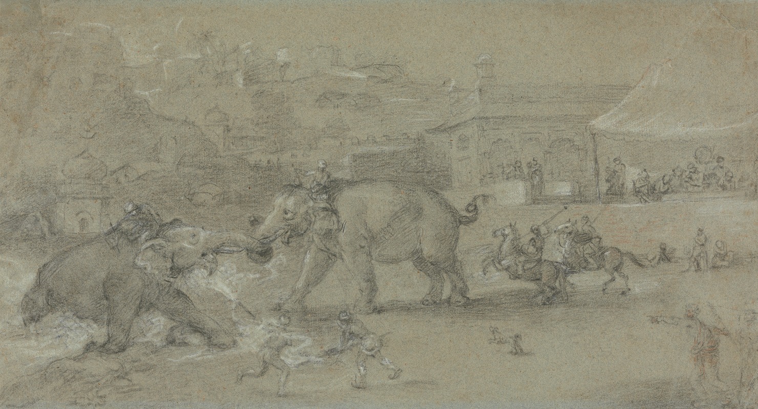 Elephants Fighting by Иоганн Иосиф Зоффани — digital art print download