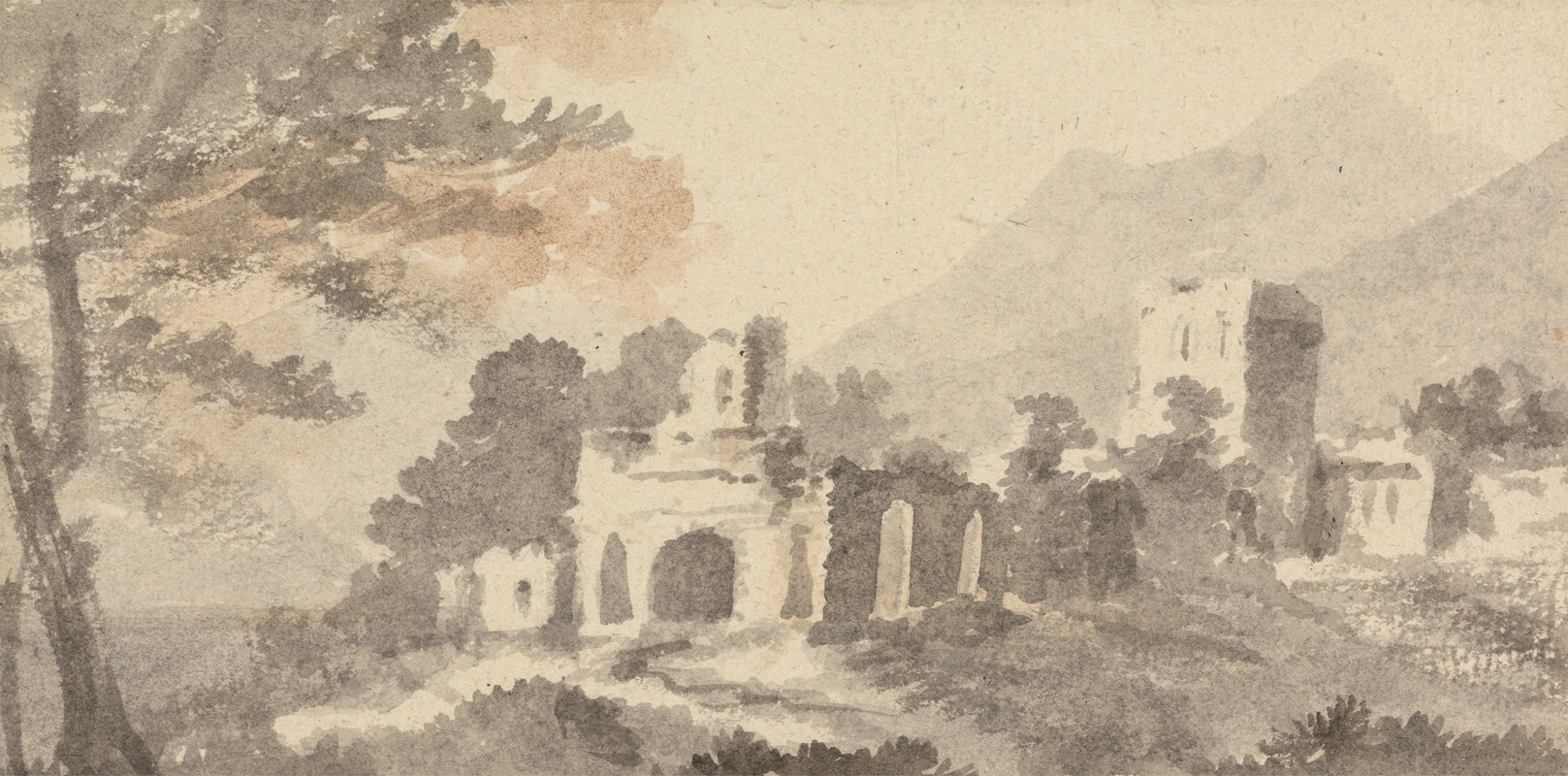 Italian Landscape with Ruined Castle — William Taverner
