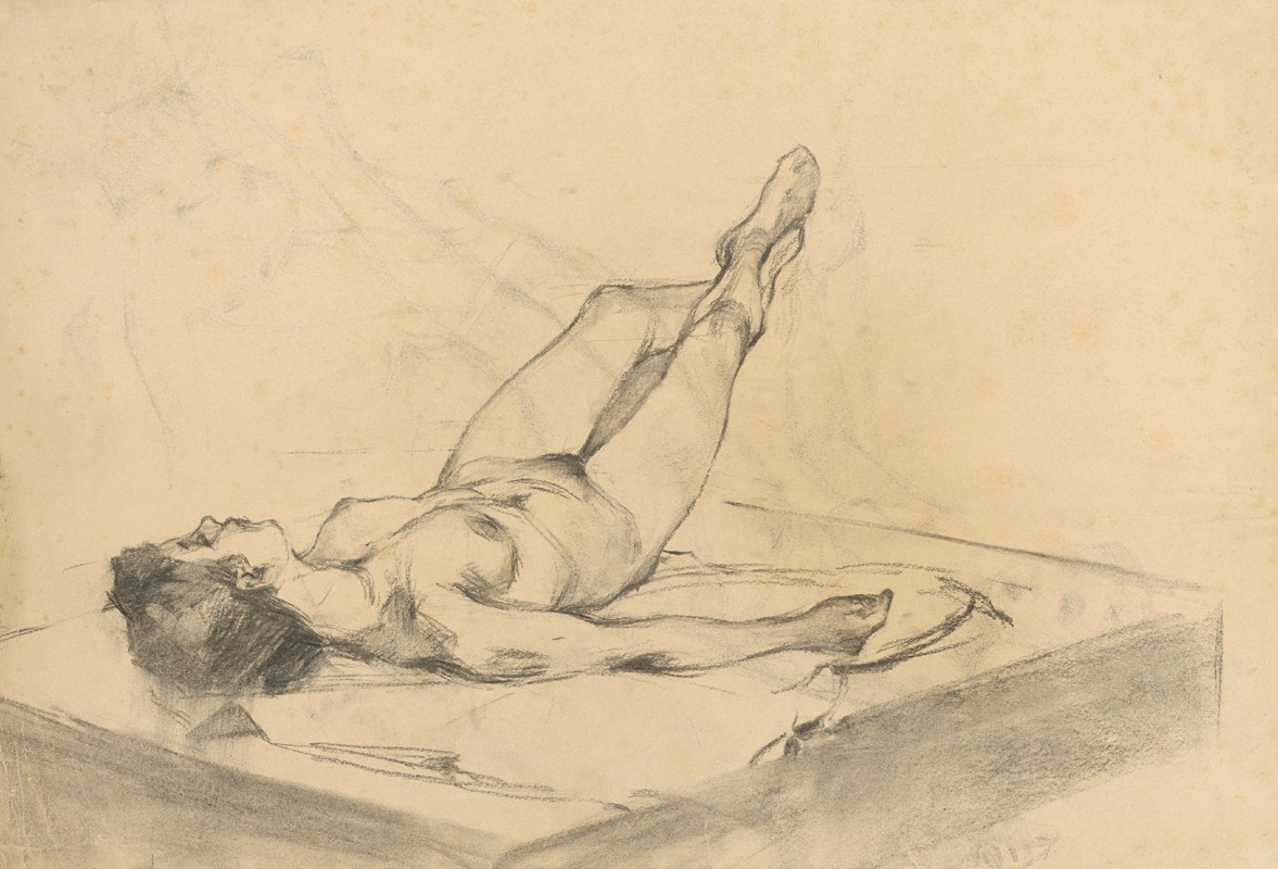 Štúdia aktu ležiacej ženy by Акаш Араниоши, 1888–1893 — digital art print download