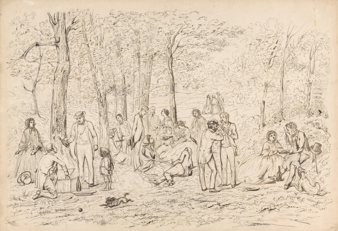 Picknick in het bos by Огюст Аллебе, 1848 - 1927 — digital art print download