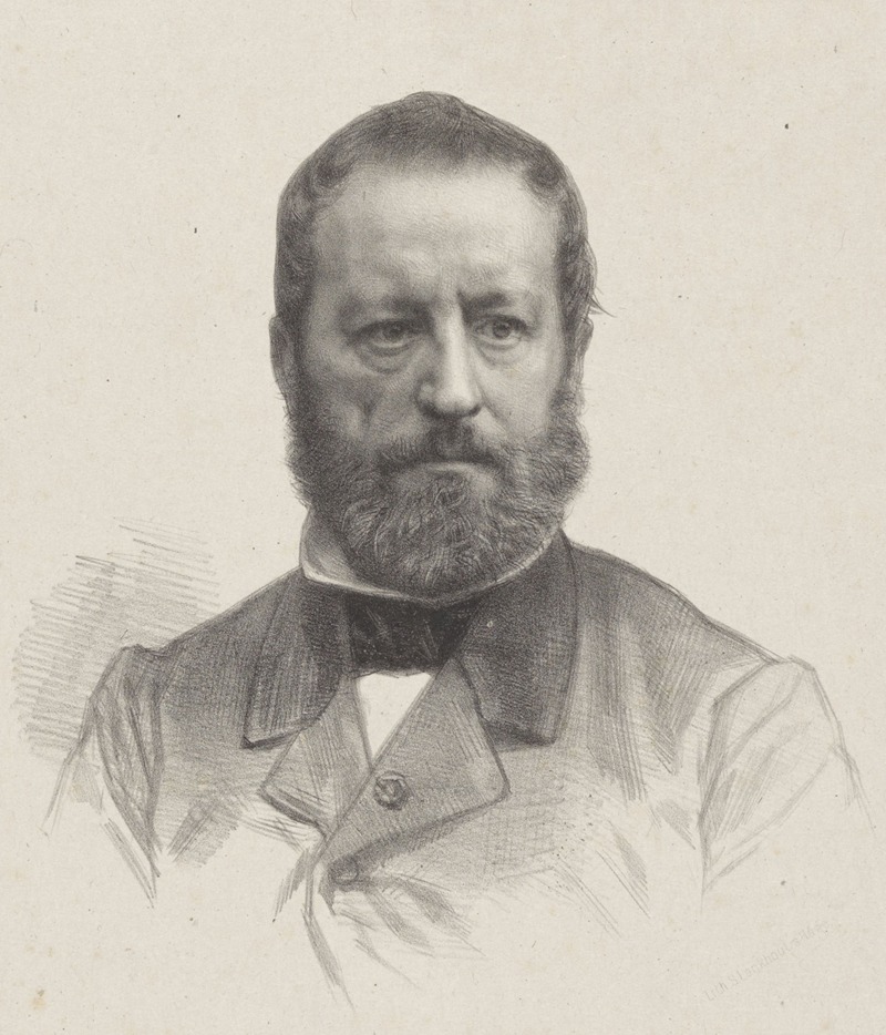 Portret van kunstenaar Wouter Verschuur by Огюст Аллебе, 1874 - 1875 — digital art print download