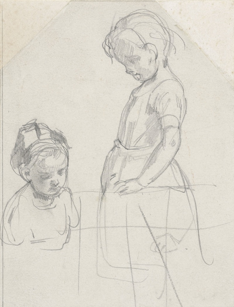 Studie van twee kinderen by Огюст Аллебе, 1848 - 1927 — digital art print download