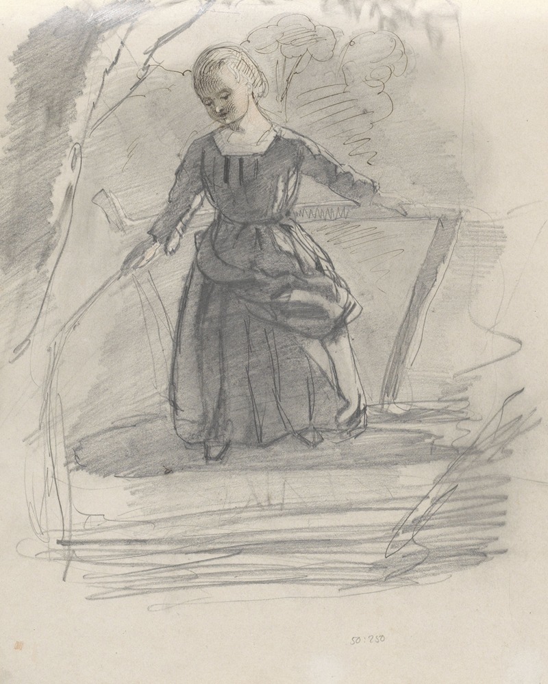 Vissend meisje op een brug — August Allebé