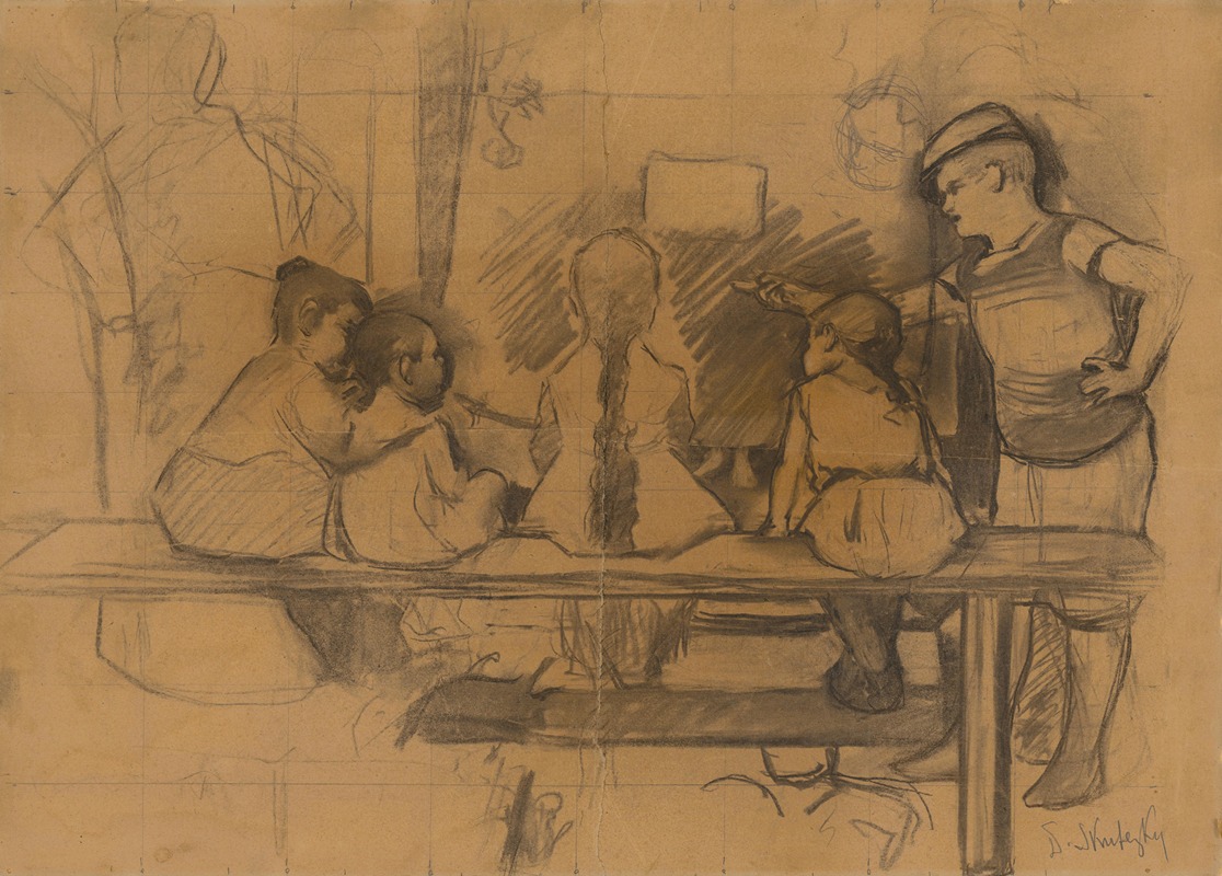 Bábkové divadlo – štúdia k obrazu by Доминик Скутецкий, 1900 — digital art print download