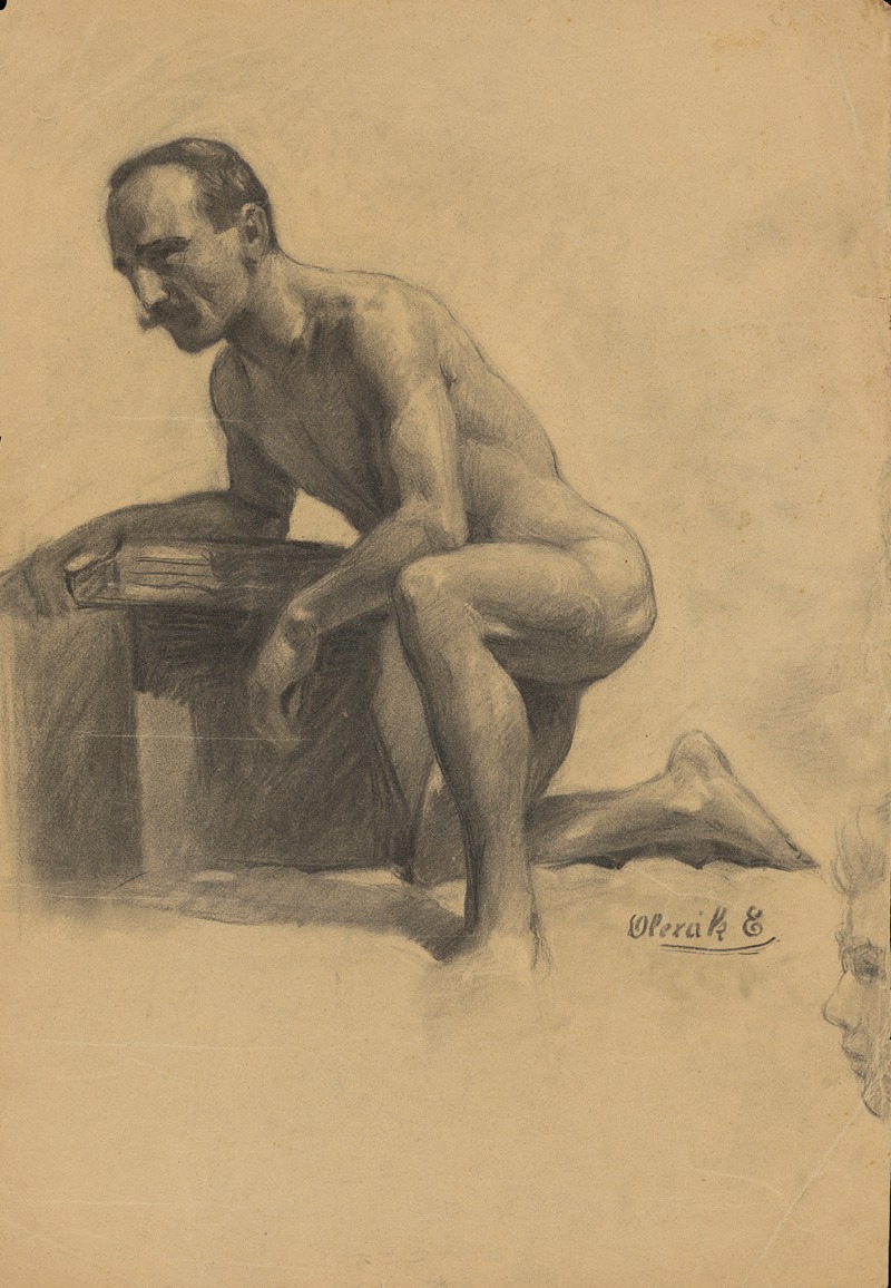 Study of a Man Kneeling on One Knee — Emil Alexay-Olexák