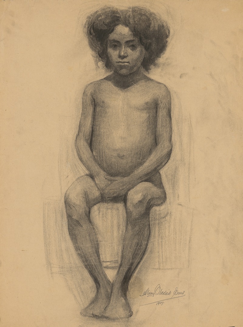Study of a Seated girl — Emil Alexay-Olexák