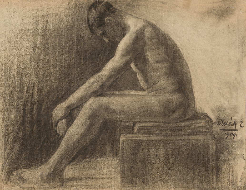Study of a Seated Man by Эмиль Алексай-Олекшак, 1909 — digital art print download