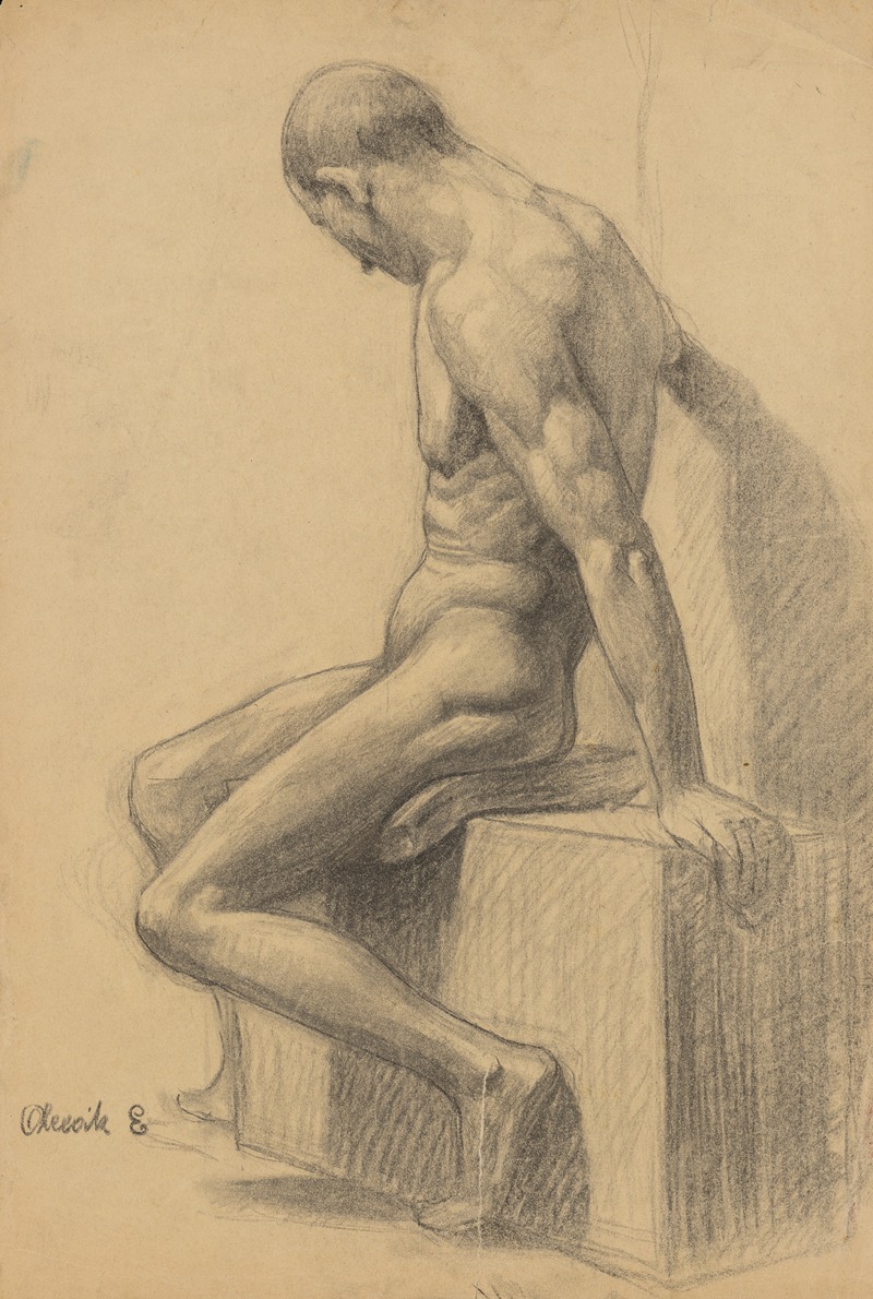 Study of a Seated Man by Эмиль Алексай-Олекшак, 1910–1920 — digital art print download