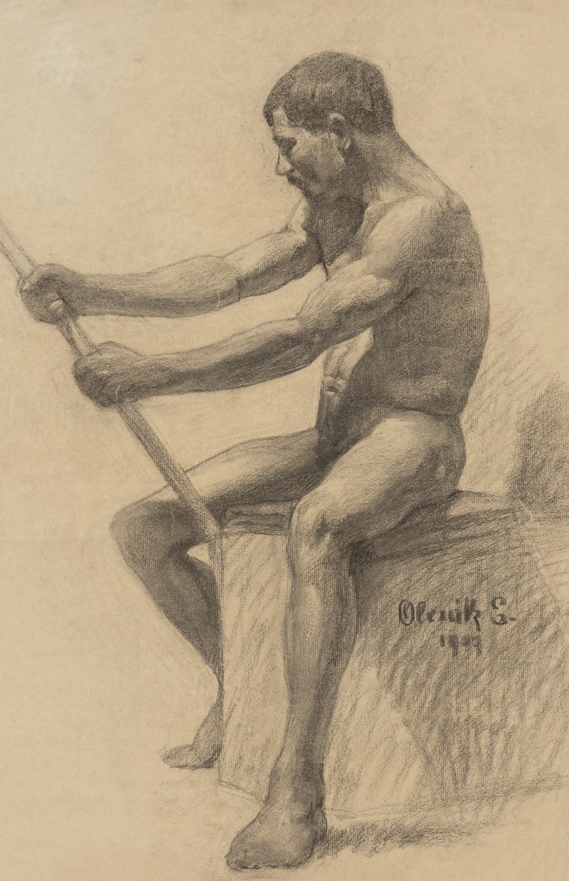 Study of a Seated Man with a Cane — Эмиль Алексай-Олекшак