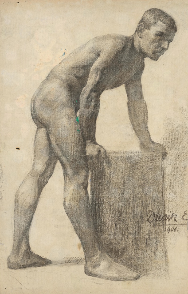 Study of Male Nude – From the Side — Emil Alexay-Olexák