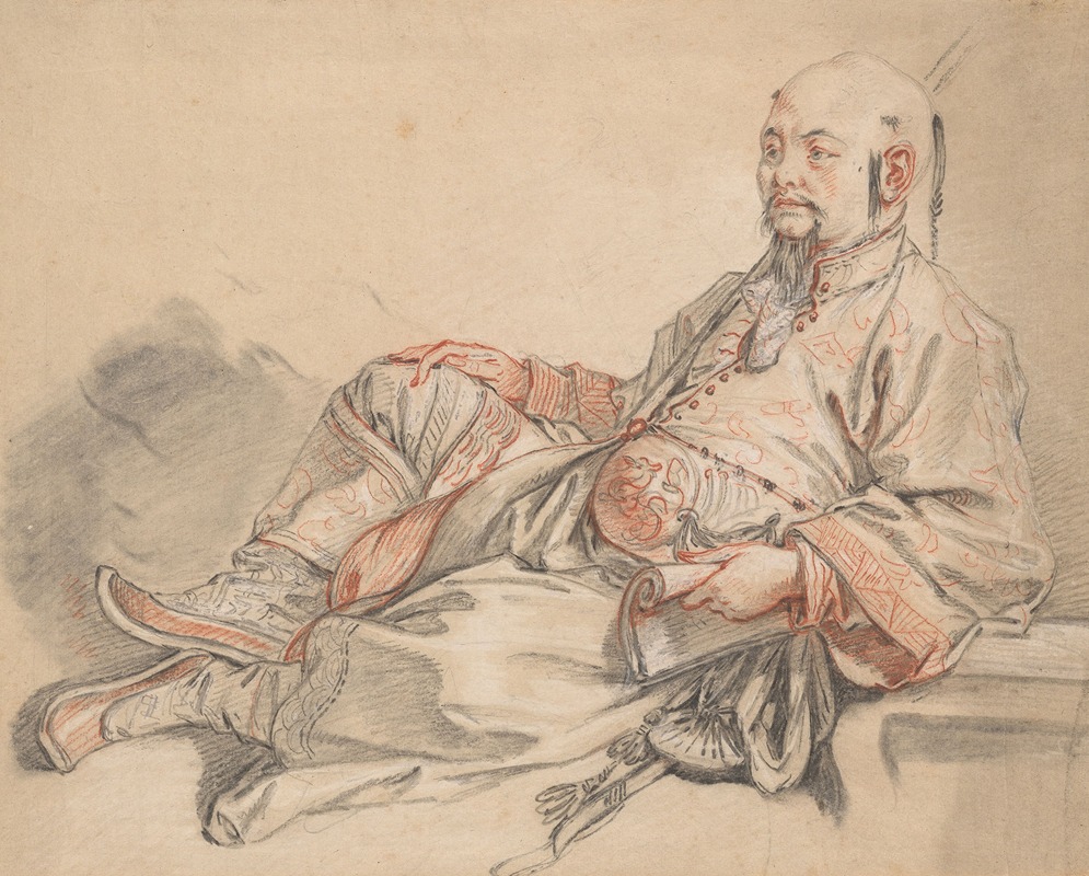 Man in Chinese Costume, Reclining — François Boucher