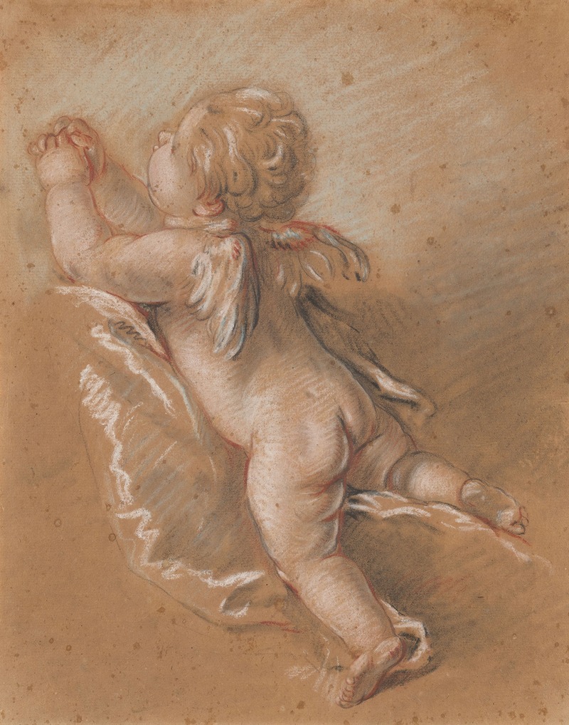 Winged Cherub Seen from the Back with Upraised, Clasped Hands — Франсуа Буше