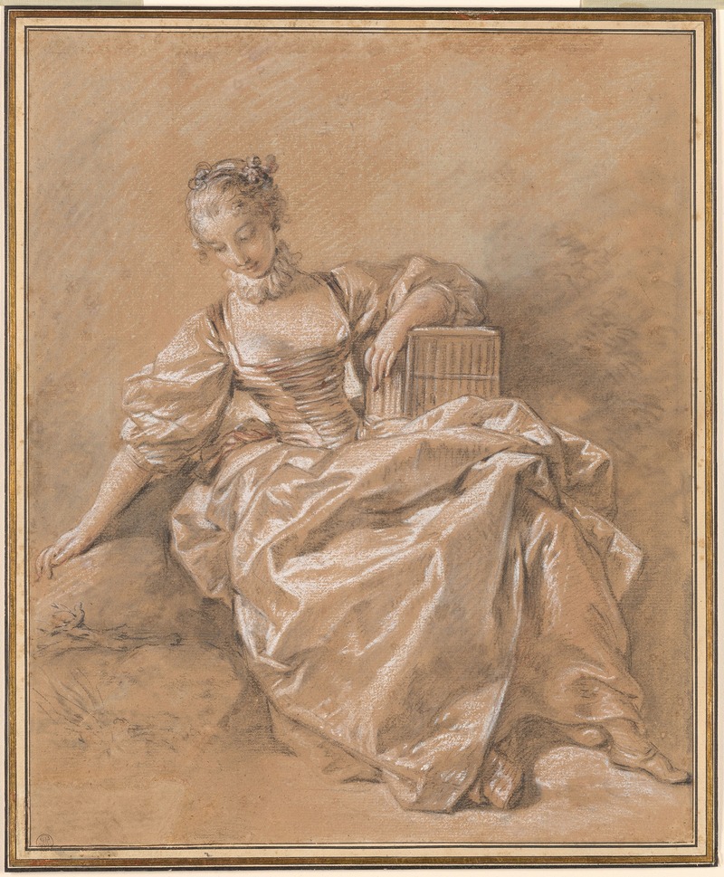 Young Girl with a Bird Cage — François Boucher