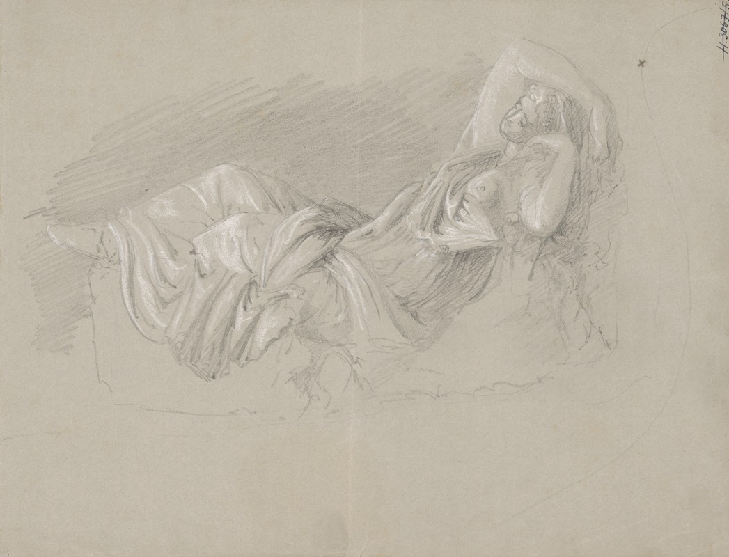Štúdia ležiacej ženskej postavy by František Janček, 1880–1890 — digital art print download