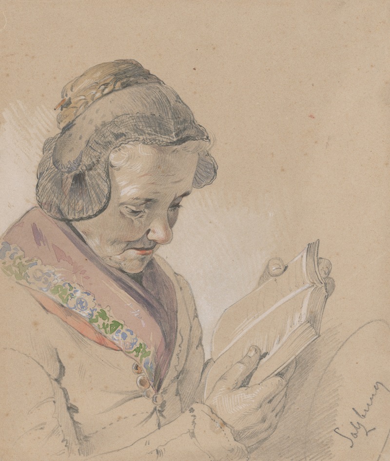 Woman with a Book by Фридрих Карл фон Шейдлин — digital art print download