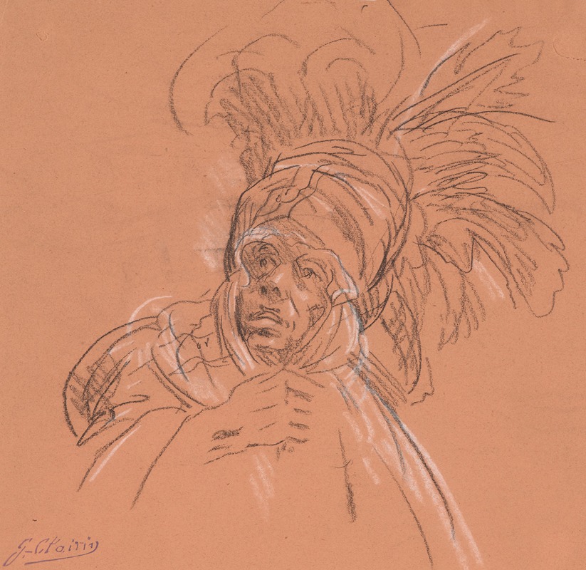 Theatrical Figure with Feathered Headdress — Georges Jules Victor Clairin