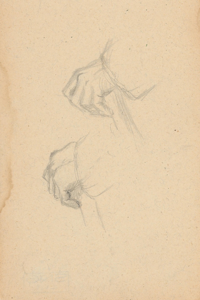 Study of Hands Holding a Stick by Густав Мальи — digital art print download