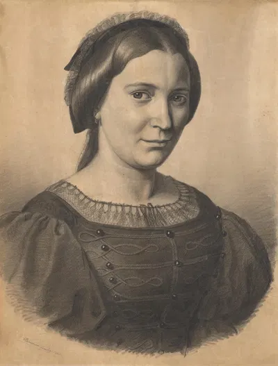Portrait of the artist's mother (Gizela Lanszgallnerová) by Гюла Бенцур, 1861 — digital art print download