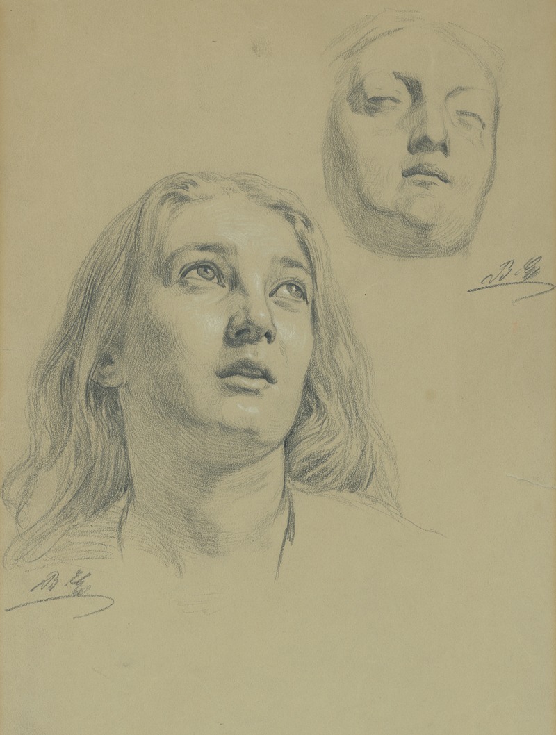 Study of female heads by Гюла Бенцур, 1870-1880 — digital art print download