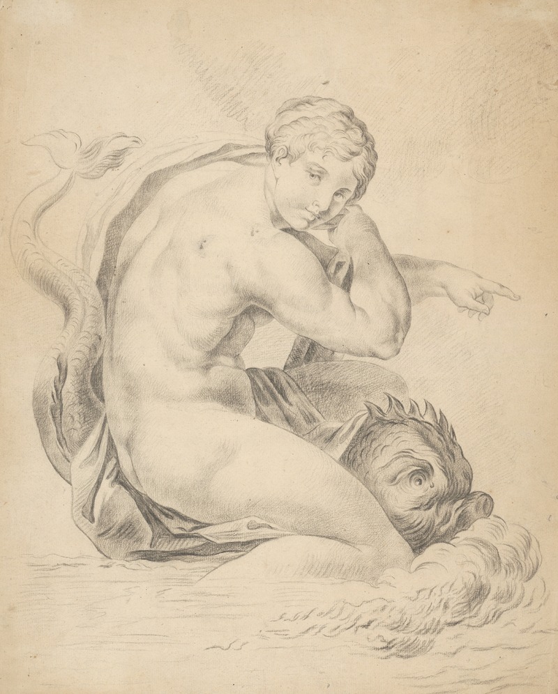 Woman with a dolphin by Гюла Бенцур, 1870-1880 — digital art print download