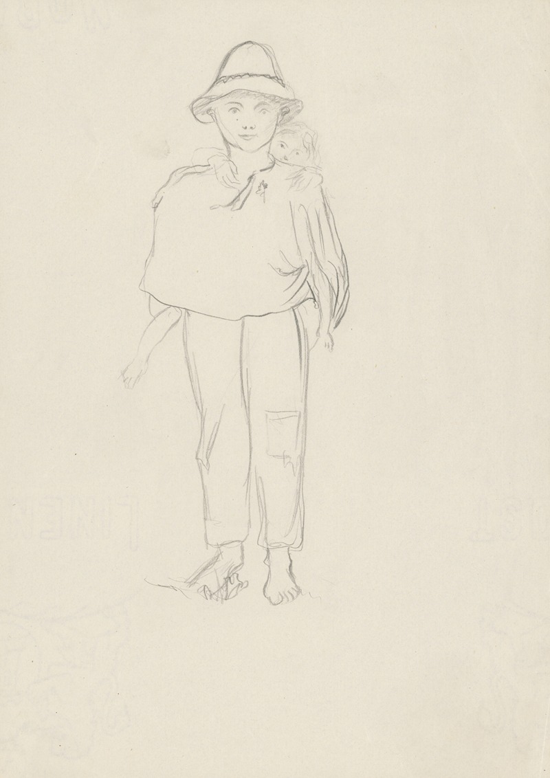 Figurálna štúdia (chlapček nesúci dieťa) by Ján Novák, 1939–1943 — digital art print download