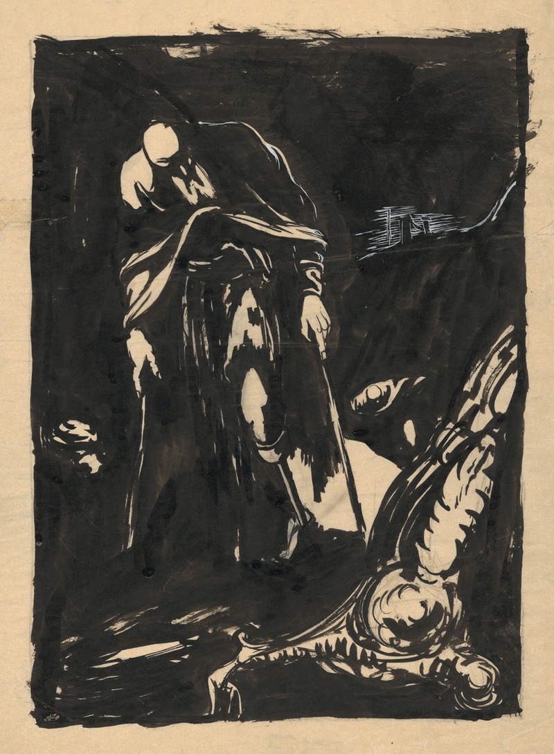 Man Walking with Crutches with a Long Beard by Ян Новак, 1940–1944 — digital art print download