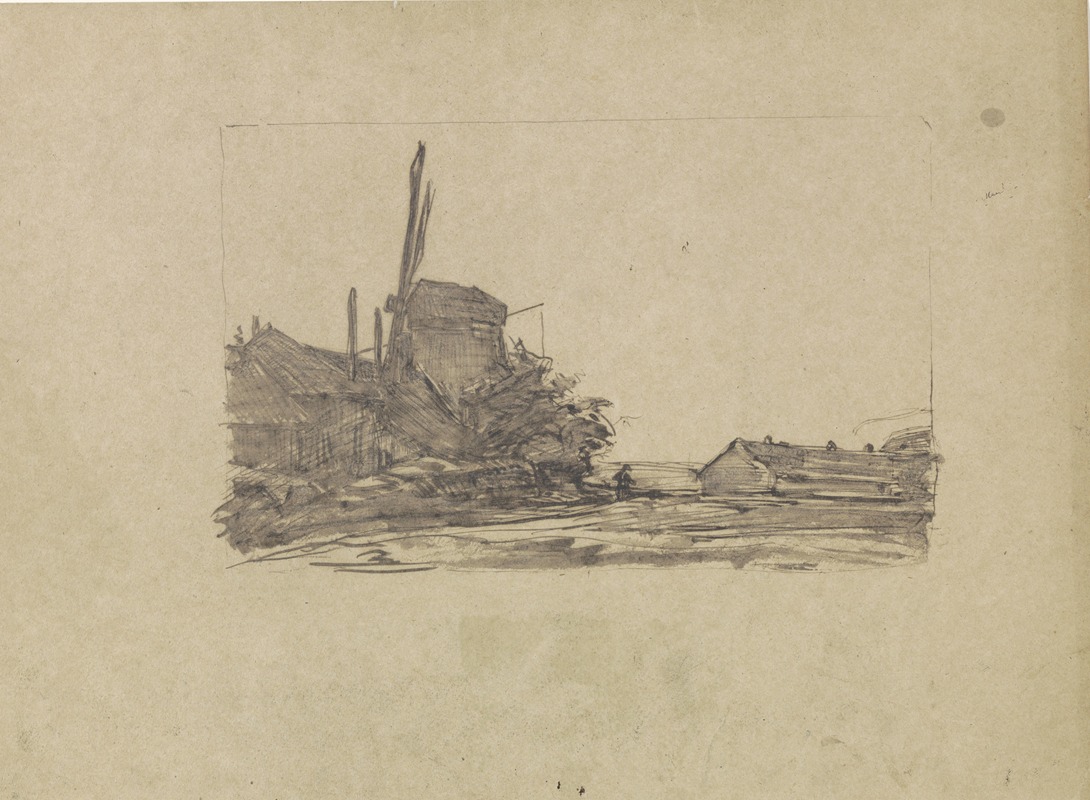 Boerderij met windmolen by Ян Вет, 1874 - 1925 — digital art print download