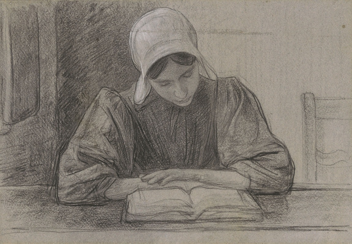 Lezend meisje met kap by Ян Вет, 1874 - 1925 — digital art print download