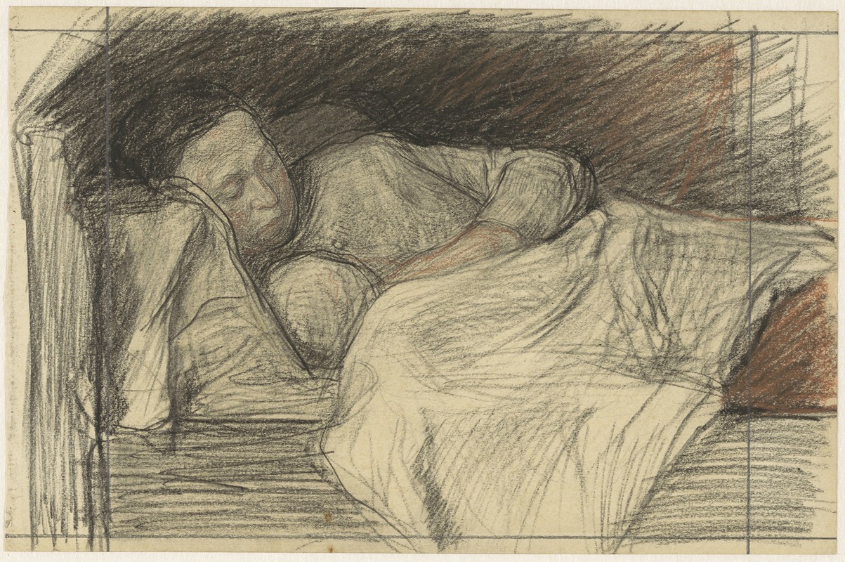 Moeder in bed met kind by Jan Veth, 1874 - 1925 — digital art print download