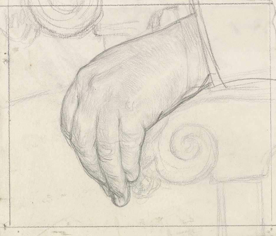 Studie van een linkerhand op een stoelleuning — Jan Veth